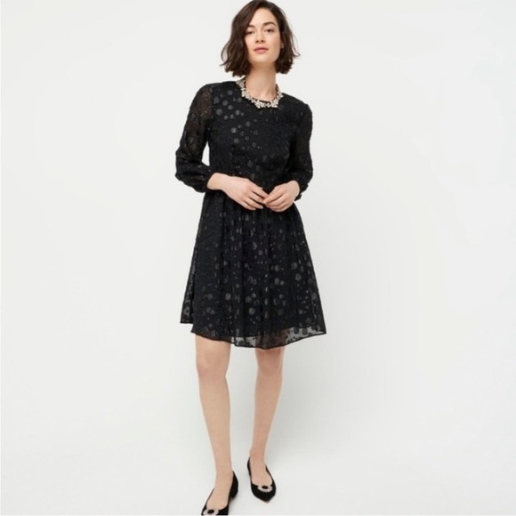 J Crew A-line dress in metallic dot jacquard black size 14 - Picture 1 of 8